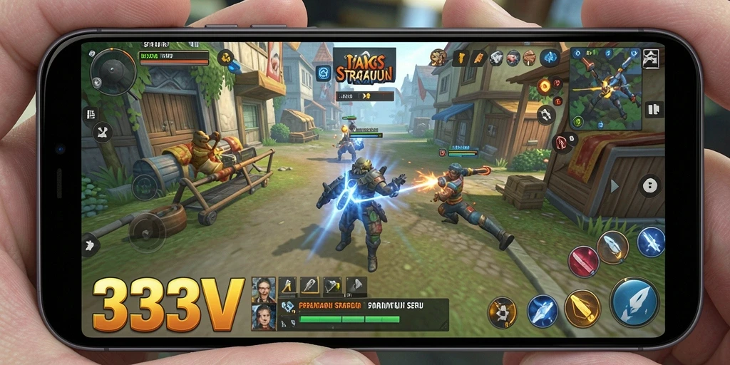 Tampilan gameplay menampilkan strategi dan pembangunan wilayah di 333V.