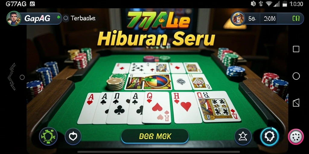 Tampilan gameplay seru dalam 77AG yang menampilkan permainan Gaple.