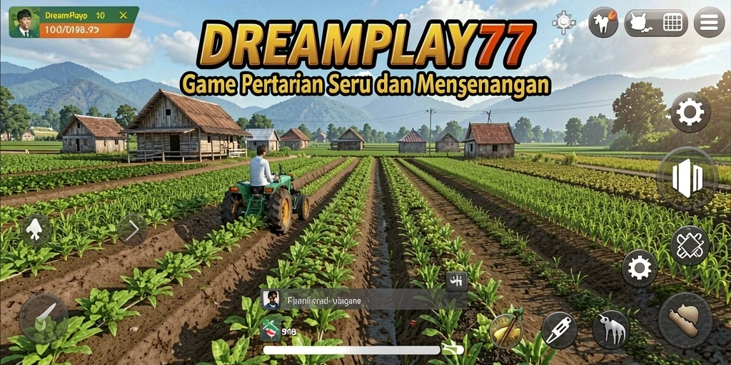 Tampilan gameplay <strong>DREAMPLAY77</strong> yang menampilkan aktivitas bertani yang seru.