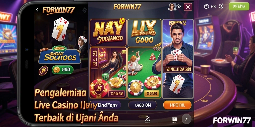 Screenshot gameplay Live Casino FORWIN77 dengan dealer profesional.