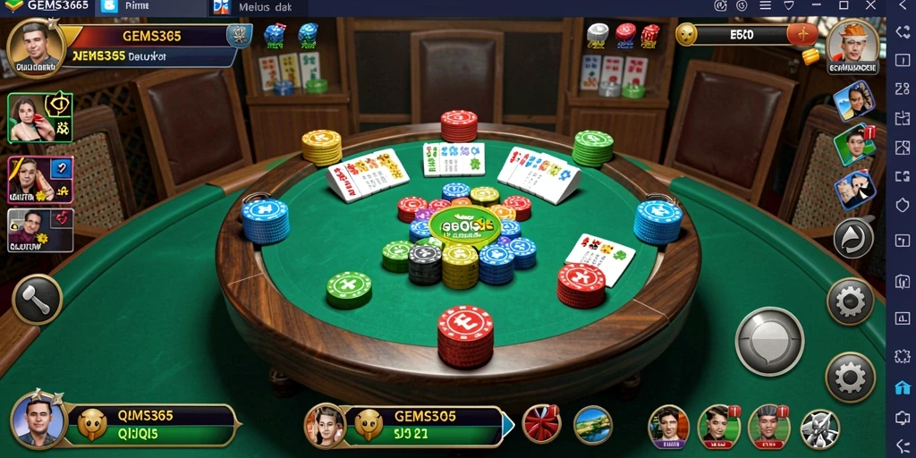 Gameplay seru QiuQiu di GEMS365 dengan berbagai pemain.