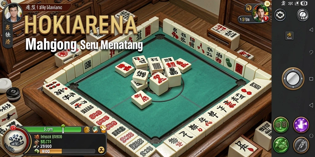 Screenshot HOKIARENA menampilkan gameplay Mahjong yang menarik.
