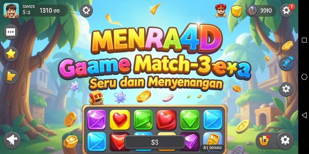 Tampilan seru gameplay Match-3 di MENARA4D.