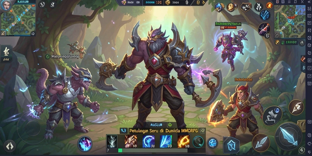 Screenshot gameplay RAJACLUB yang menunjukkan pertempuran seru di dunia MMORPG.