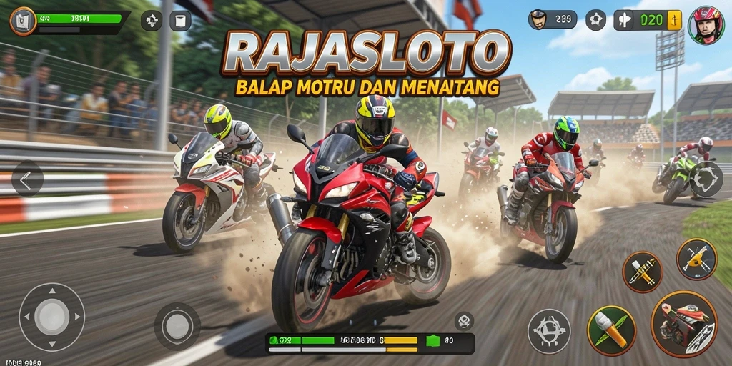 Tampilan gameplay balapan motor yang seru dan mendebarkan di RAJASLOTO.