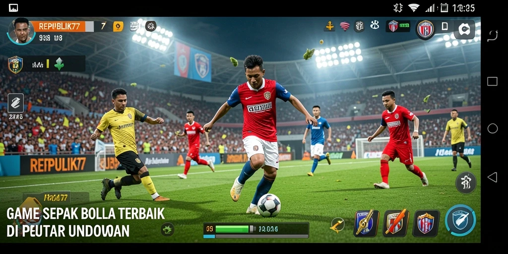 Tampilan permainan REPUBLIK77 dengan aksi sepak bola seru.