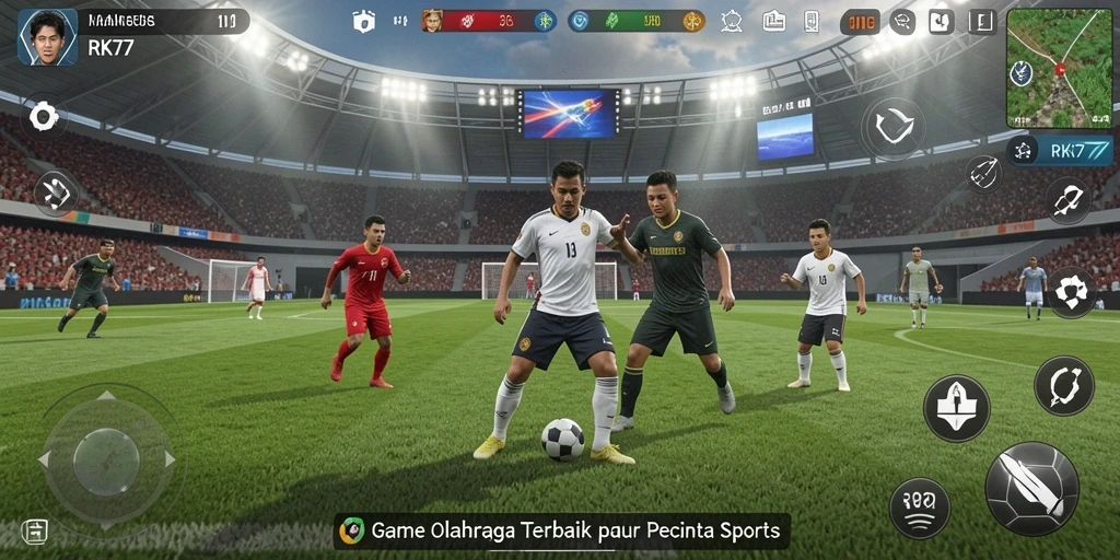 Tampilan gameplay seru dari RK77 di lapangan olahraga.
