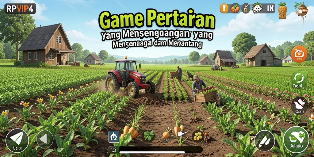 Tangkapan layar RPVIP4 menunjukkan aktivitas bertani yang menyenangkan dan interaktif.