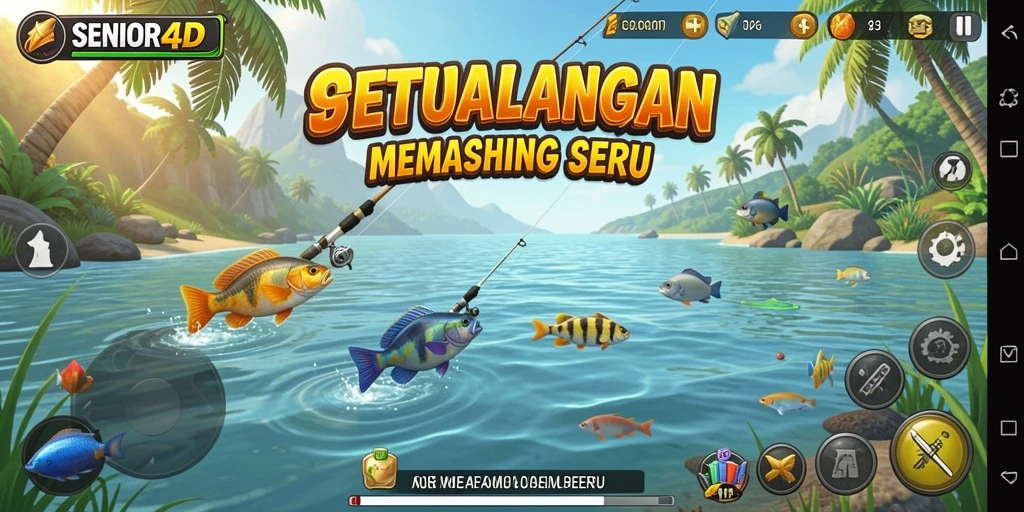 Tangkapan ikan spektakuler dalam gameplay SENIOR4D.