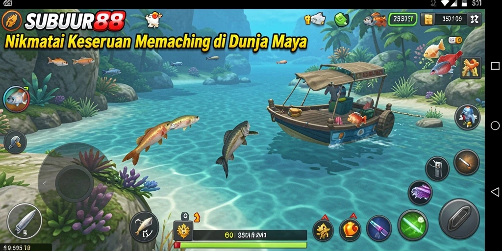 Tampilan gameplay SUBUR88 yang menampilkan aksi memancing yang mendebarkan.