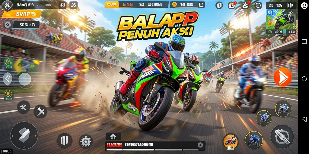 Tampilan gameplay balap motor yang mendebarkan di SVIP5.