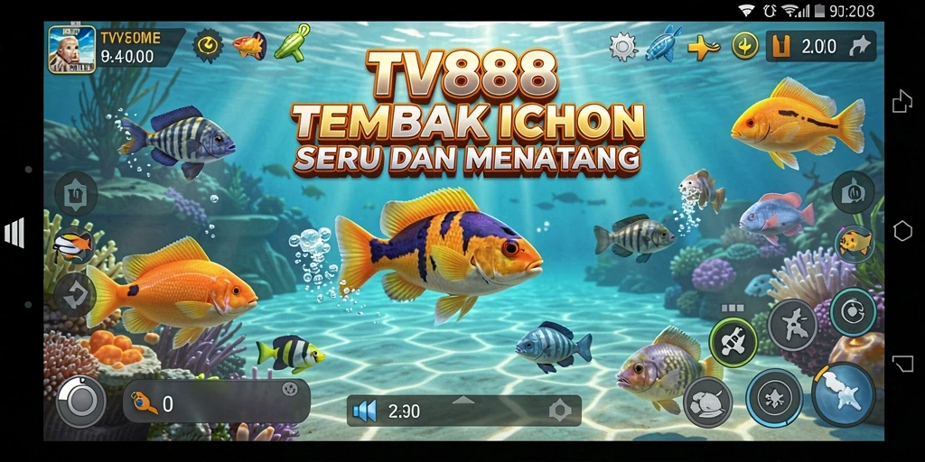 Tampilan gameplay Tembak Ikan yang mengasyikkan dan penuh warna.