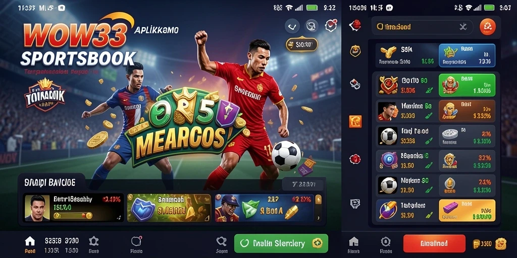 Tampilan menarik dari aplikasi WOW33 dengan fitur sportsbook yang lengkap.